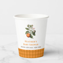 Naranja Vintage Gingham Citrus Baby Shower