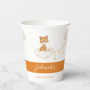 Vasos De Papel Naranja Whimsical Fox Baby Shower Paper Cups