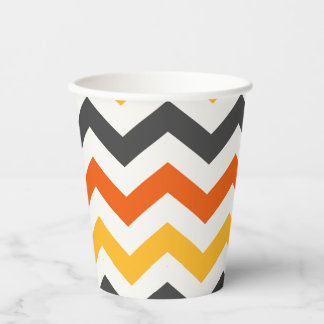 Vasos De Papel Naranja y negro zigzag