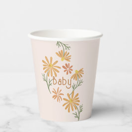 Vasos De Papel Naranja y Yellow Daisies Baby Shower