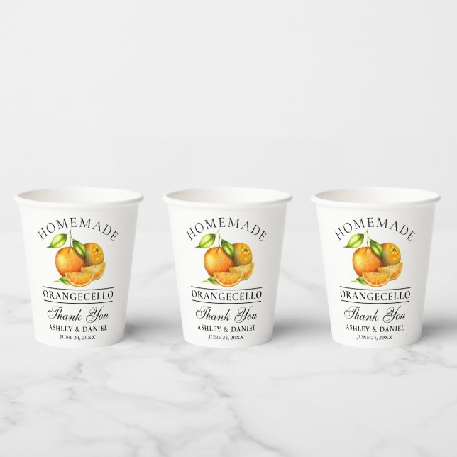 Vasos De Papel Naranjas de acuarela Boda Gracias Orangecello (Multi)