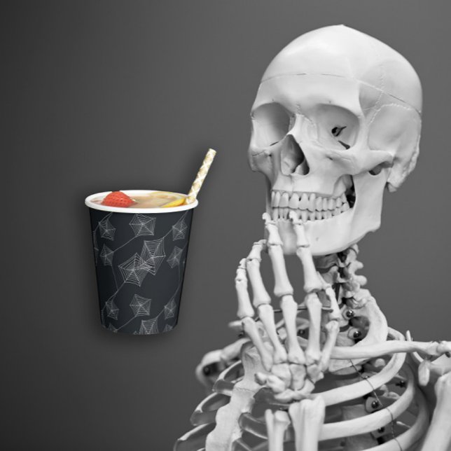 Vasos De Papel Naranjas de araña negra Halloween (Black spider webs Halloween Paper Cups)