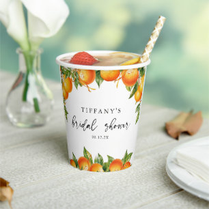 Vasos De Papel Naranjas Modernas de Verano Fiesta de Despedida d