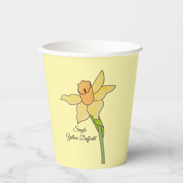 Vasos De Papel Narciso Amarillo Único con Centro Naranja (Anverso)