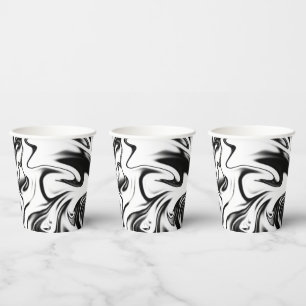 Vasos De Papel "Natación cósmica: Elegancia de mármol blanco y ne