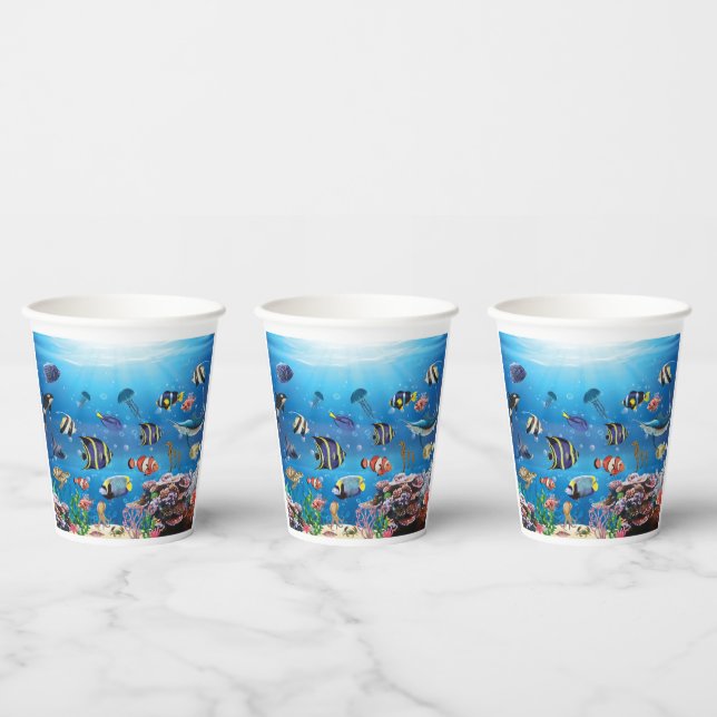 Vasos De Papel Natación de peces tropicales (Multi)