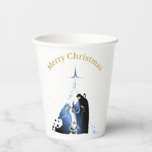 Vasos De Papel Natividad Escena Feliz Regalo de Navidad