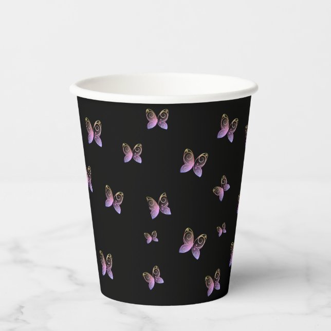 Vasos De Papel naturaleza de las mariposas voladoras (Anverso)
