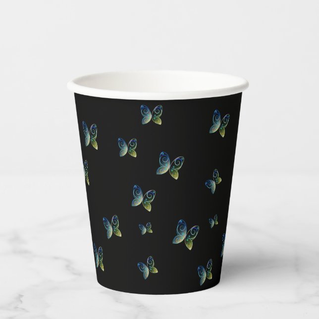 Vasos De Papel naturaleza de las mariposas voladoras (Anverso)