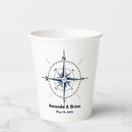 Vasos De Papel Nautical Compass Beach Wedding Personalizado