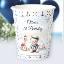 Nautical Sailor Cute Bear Verano 1er cumpleaños