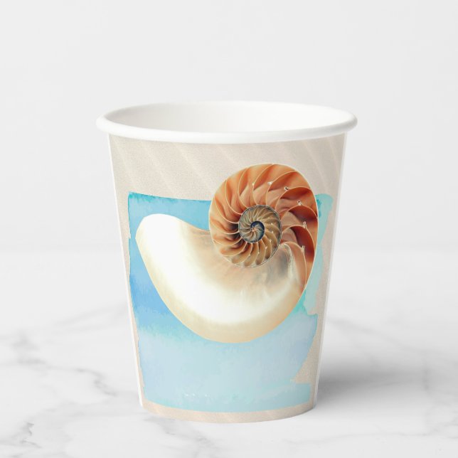 Vasos De Papel Nautilus Seashell and Sand (Anverso)