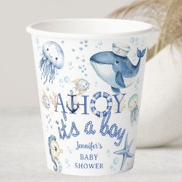 Vasos De Papel Naval azul de la Marina de Baby Shower Náutica