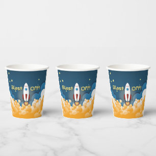 Vasos De Papel Nave Espacial Personalizada con Nombre