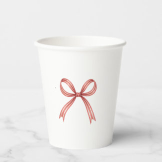 Vasos De Papel Navidad Costera Rojo Estriado Arco Fiesta