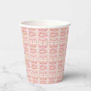 Vasos De Papel Navidad de retro merry