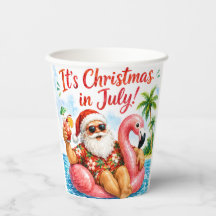 Navidad En Julio Santa Flamingo Hawaiano Diversión