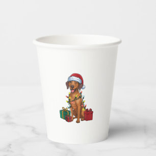 Vasos De Papel Navidad iluminando a Santa Rhodesian Ridgeback per