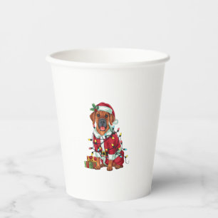 Vasos De Papel Navidad iluminando a Santa Rhodesian Ridgeback per