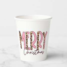 Vasos De Papel Navidad Leopardo y moras rosas