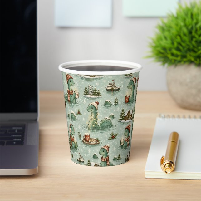 Vasos De Papel Navidad Nessie Monstruo del Lago Ness Acogedores C (in situ)