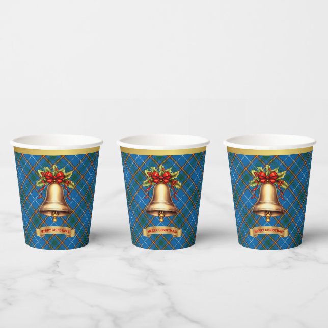 Vasos De Papel Navidad Personalizada Tartán Bain (Multi)