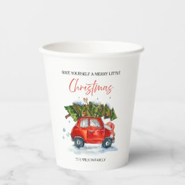 Vasos De Papel Navidad ventilado personalizada - Coche rojo con á