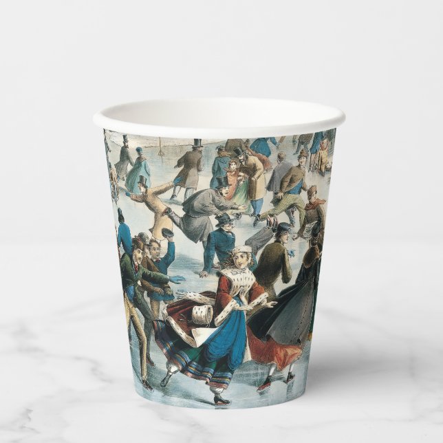 Vasos De Papel Navidad Victoriana Central Park Currier & Ives (Anverso)