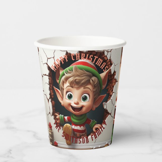Vasos De Papel Navidades 3D Cute Little Elf (Anverso)