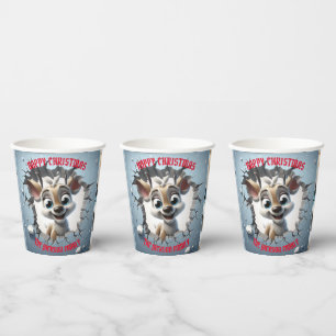 Vasos De Papel Navidades 3D de renos bebés