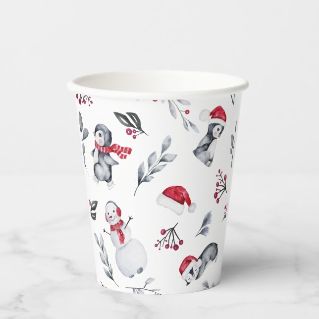 Vasos De Papel Navidades adoran acuarela de temporada festiva fes (Anverso)