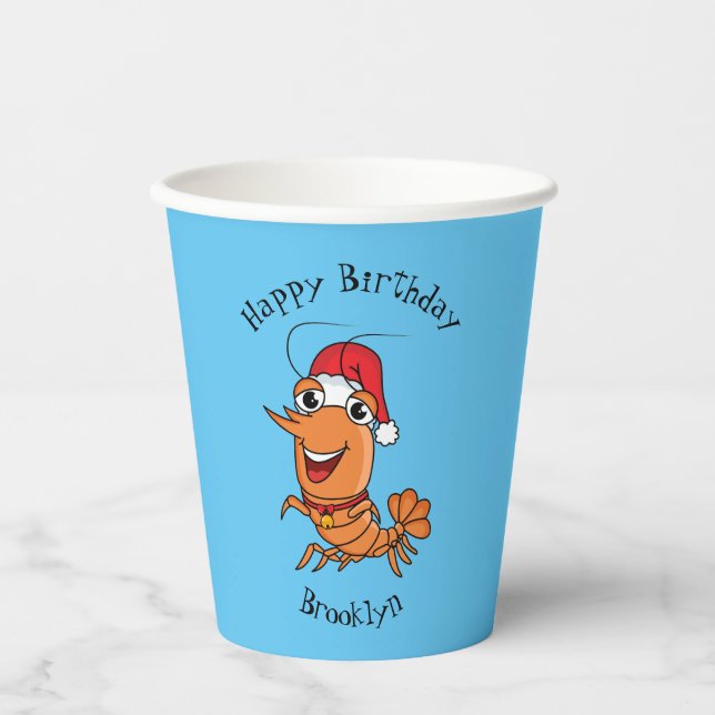 Vasos De Papel Navidades alegres, camarones, personalizado ilustr (Anverso)