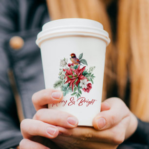 Vasos De Papel Navidades alegres Vibe acuarelas flores, hojas