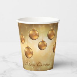 Vasos De Papel Navidades Amarillos De Oro Baubles En Bokeh Amaril