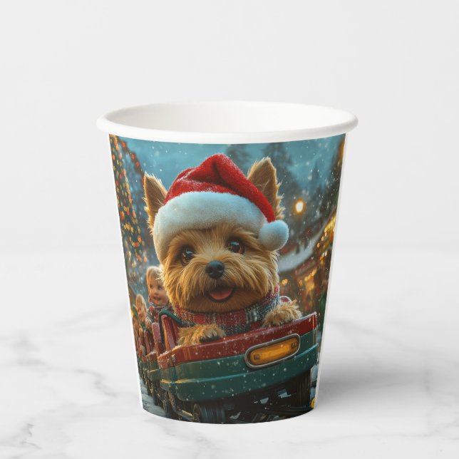 Vasos De Papel Navidades australianos de montaña rusa de perros (Anverso)