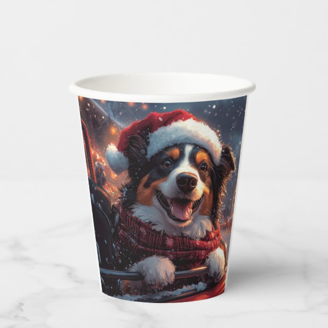 Vasos De Papel Navidades australianos de montaña rusa de perros K (Anverso)