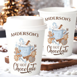 Vasos De Papel Navidades azules de chocolate caliente Cubos de pa