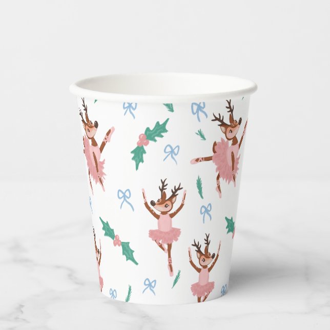 Vasos De Papel Navidades Ballerina Reindeer y Bows (Anverso)