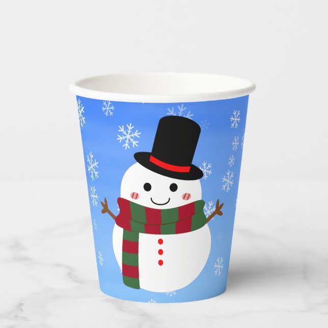 Vasos De Papel Navidades blancos Snowman (Anverso)