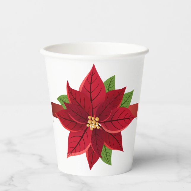 Vasos De Papel Navidades Boda Poinsettia (Anverso)