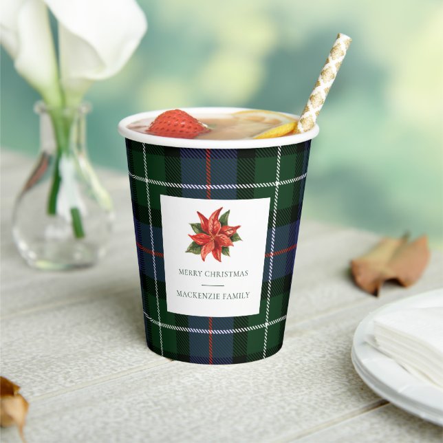 Vasos De Papel Navidades Botánicos Plaid Floral Tartán (in situ)