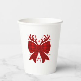 Vasos De Papel Navidades Bow Plaid Pattern Red