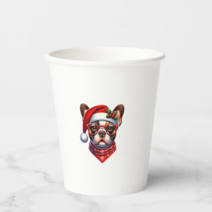Vasos De Papel Navidades Bulldog francés Santa Hat Frenchie Ugly 
