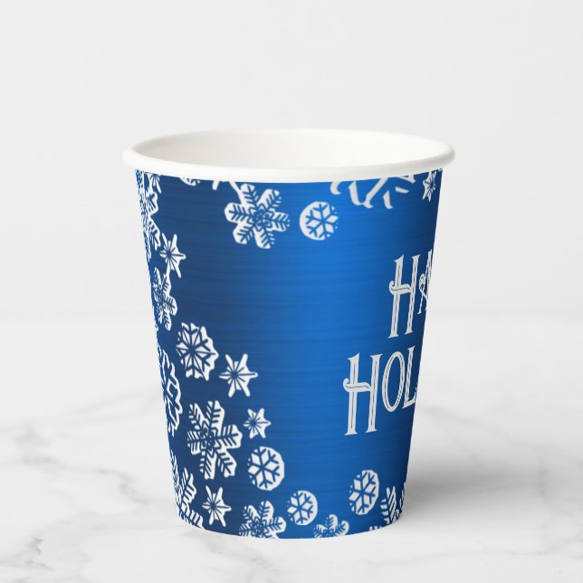 Vasos De Papel Navidades celebran velo blanco azul de la marina (Anverso)
