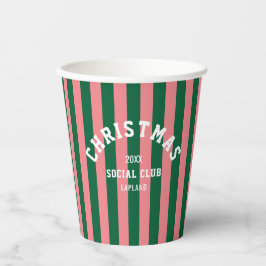 Vasos De Papel Navidades Club Social Green Pink Candy Stripes