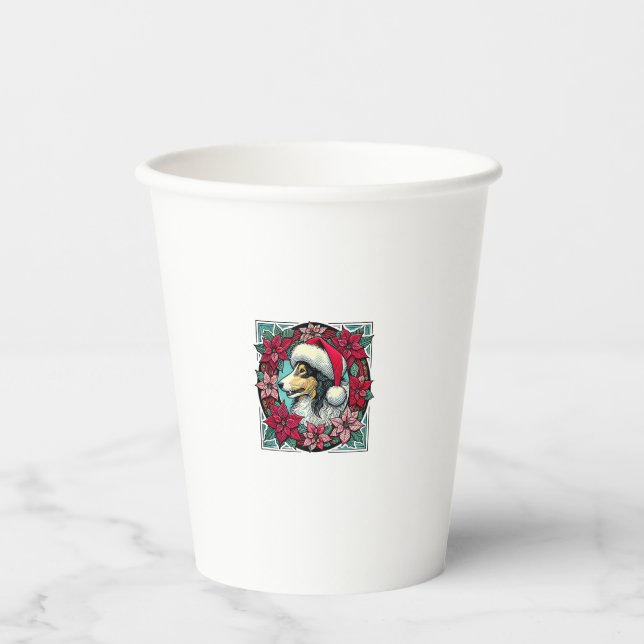 Vasos De Papel Navidades Collie Dog Ilustracion Yule Collies 2 (Anverso)