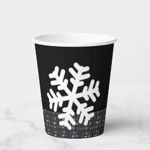 Vasos De Papel Navidades con copos de nieve y hojas con espalda n