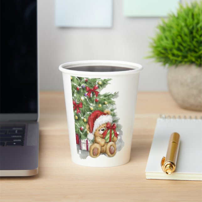 Vasos De Papel Navidades con decoración presente y de árbol (in situ)