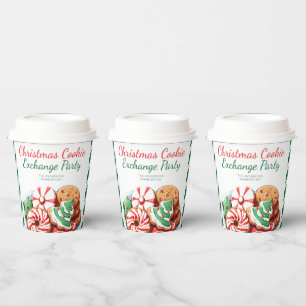 Vasos De Papel Navidades Cookie Exchange Fiesta Festividad Verde