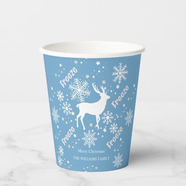 Vasos De Papel Navidades Copos de nieve azul (Anverso)